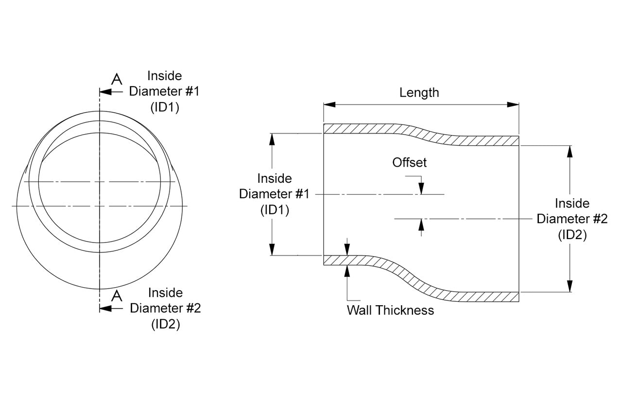 HPS 1-3/4インチ - 2インチ(51mm) 内径 、3インチ 長さ 耐高温 4 層強化シリコン オフセット リデューサー カプラー ホース ブルー (45mm - 51mm 内径、76mm 長さ)