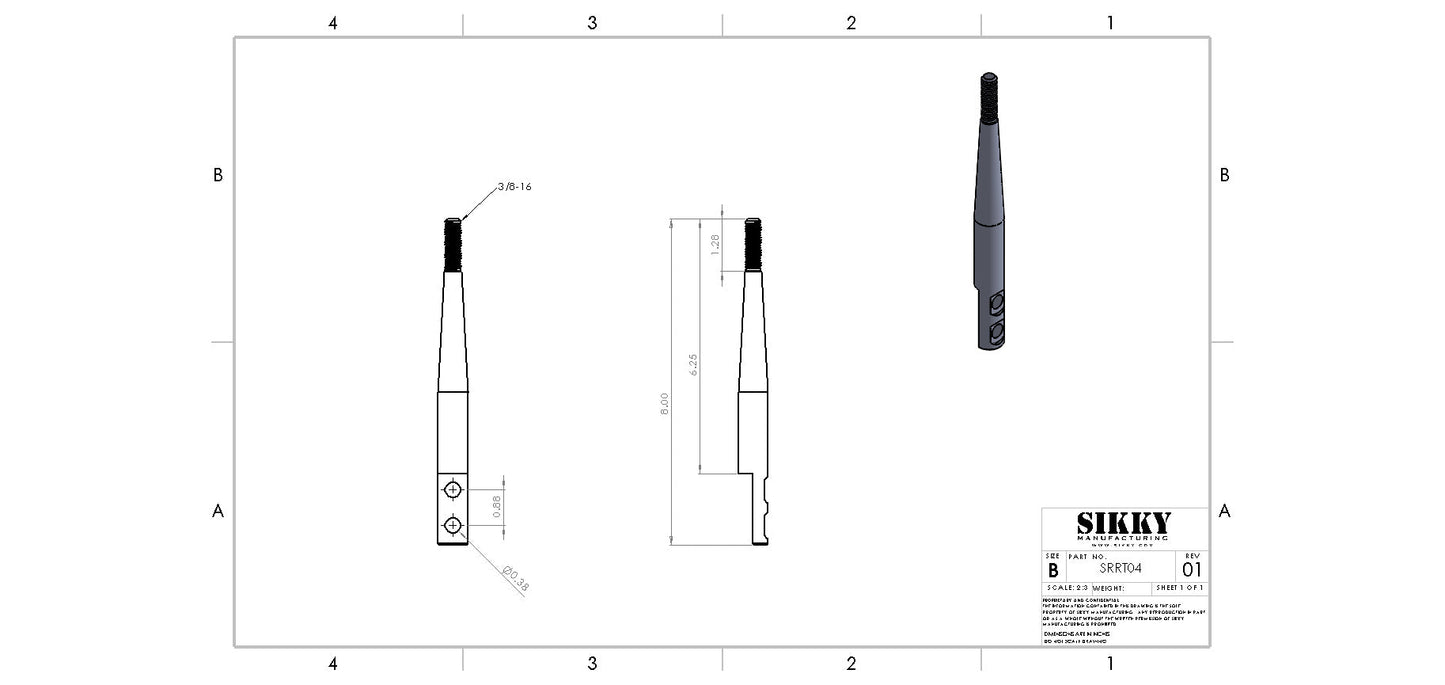 Sikky Manufacturing - 8インチ ストレートアッパーシフトロッド (SM-SRRT04)