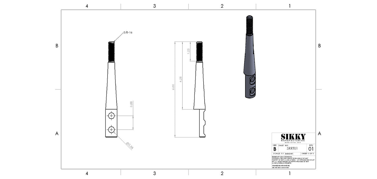 Sikky Manufacturing - 6インチ ストレートアッパー シフトロッド (SM-SRRT01)
