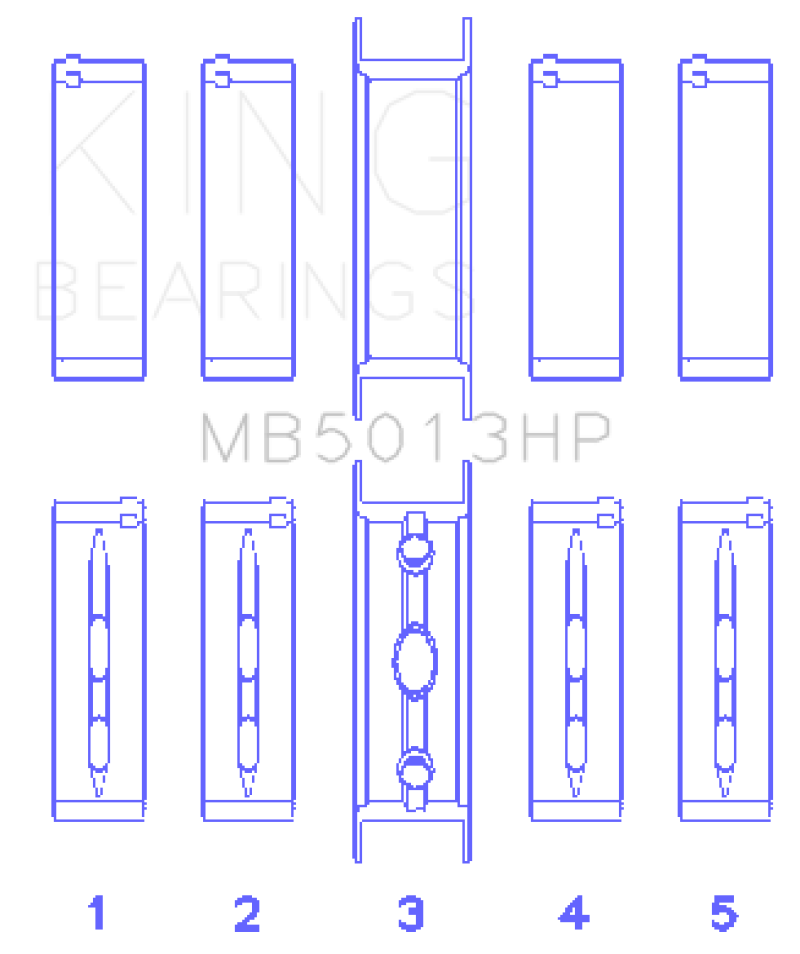 King Engine Bearings 010 パフォーマンス メイン ベアリング セット | 2007 - 2012 シボレー アバランチ、1998 - 2002 シボレー カマロ & 1997 - 2013 シボレー コルベット (MB5013HP 010)