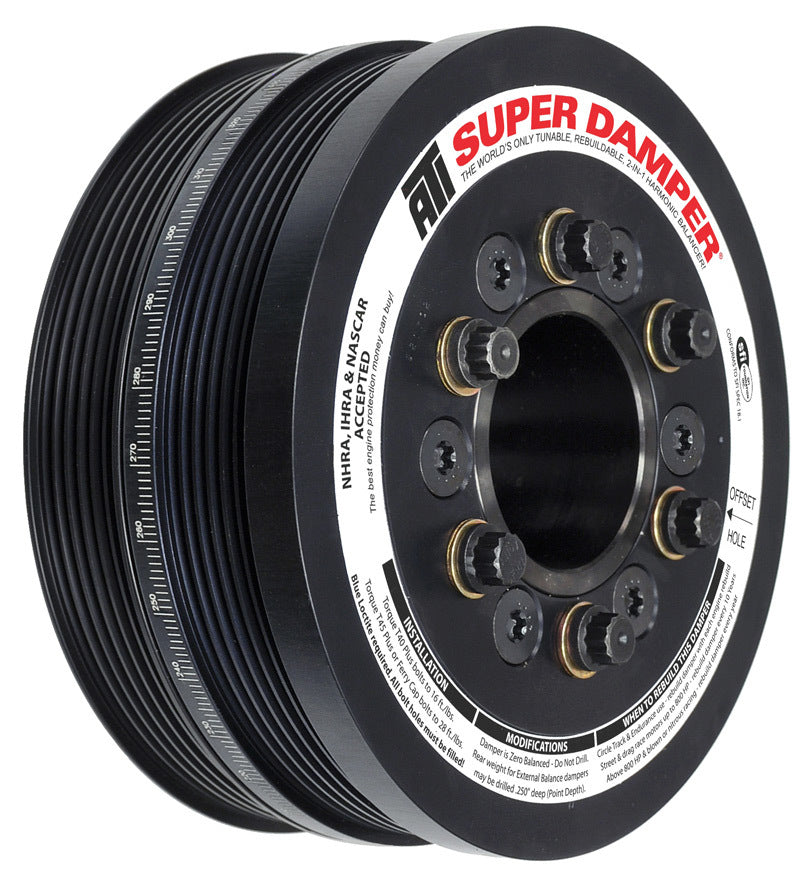 ATI ダンパー - 6.78インチ（約172mm） - アルミ製 - (2) 6溝 - フォード コヨーテ 5.0L - A/Cプーリー付き - 純正サイズ