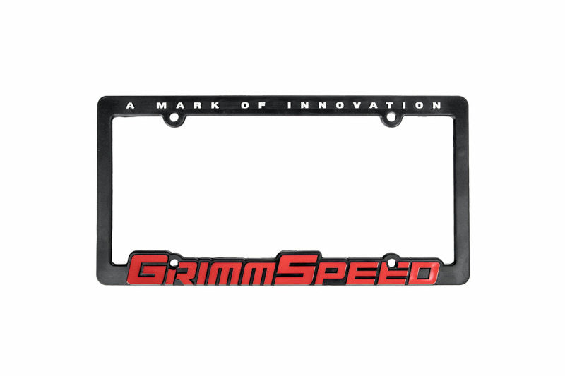 GrimmSpeed ライセンスプレートフレーム レッドロゴ(1枚) | 汎用(米国サイズ)