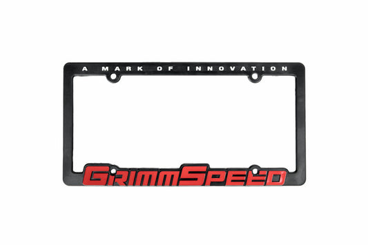 GrimmSpeed ライセンスプレートフレーム レッドロゴ(1枚) | 汎用(米国サイズ)