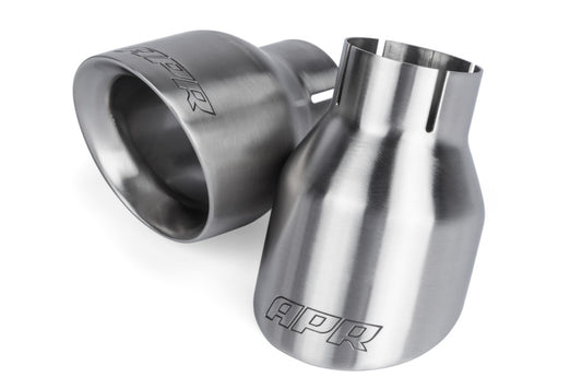 APR ダブルウォール 4インチ(約102mm) スラッシュカット マフラーテール - ブラッシュド - 2個セット