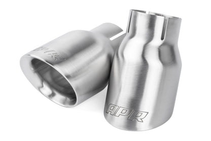 APR ダブルウォール 3.5インチ(約89mm) スラッシュカット マフラーテール - ブラッシュドシルバー - 2個セット