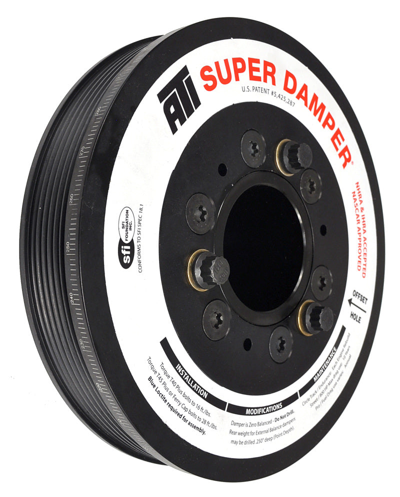 ATI ダンパー - 7.48インチ（約190mm） - アルミ製 - 6溝 - LS1/LS2 - F＆V ボディ - エアコンなし - 3リング