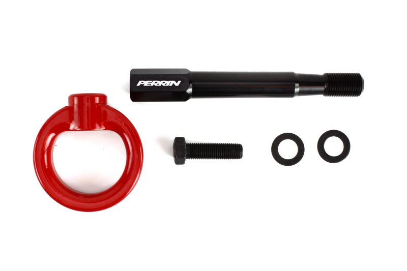 Perrin 08-14 Subaru WRX/STI（ハッチバック）リアトーイングフックキット（レッド）