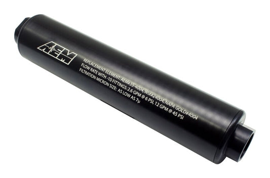 AEM ユニバーサル ハイフロー -10 AN インライン ブラック燃料フィルター