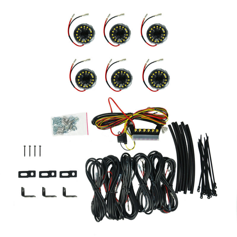 KC HiLiTES Cyclone V2 LED - ロックライト - 6灯システム - クリア - 5W フラッドビーム
