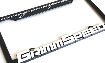 GrimmSpeed ナンバーフレーム ホワイトロゴ(2枚セット) | 汎用(北米サイズナンバー用)