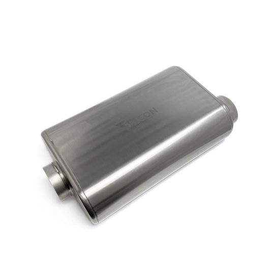 Ticon チタン 薄型オーバルマフラー センターイン/オフセットアウト 入口/出口2.5インチ(約64mm) 全長17インチ(約432mm)