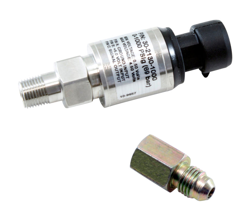 AEM 1000 PSIg ステンレス製センサーキット - 1/8インチNPTオスネジから-4アダプターへ