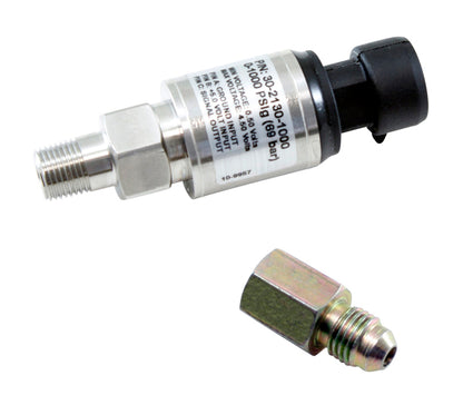 AEM 1000 PSIg ステンレス製センサーキット - 1/8インチNPTオスネジから-4アダプターへ