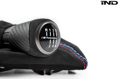 IND F8X M3 / M4 マットカーボン + アルカンターラ シフトブーツセット - ストレートステッチ