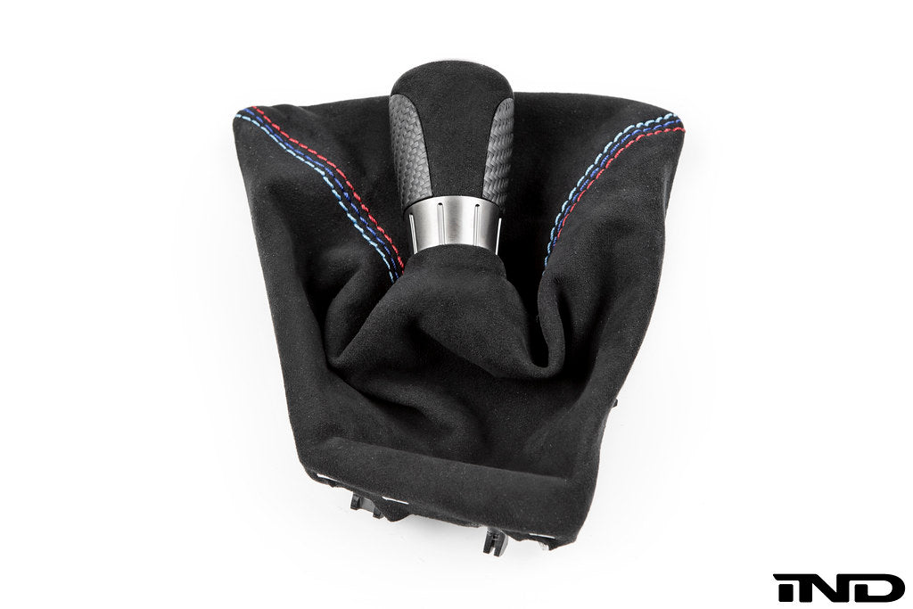 IND F8X M3 / M4 マットカーボン + アルカンターラ シフトブーツセット - ストレートステッチ