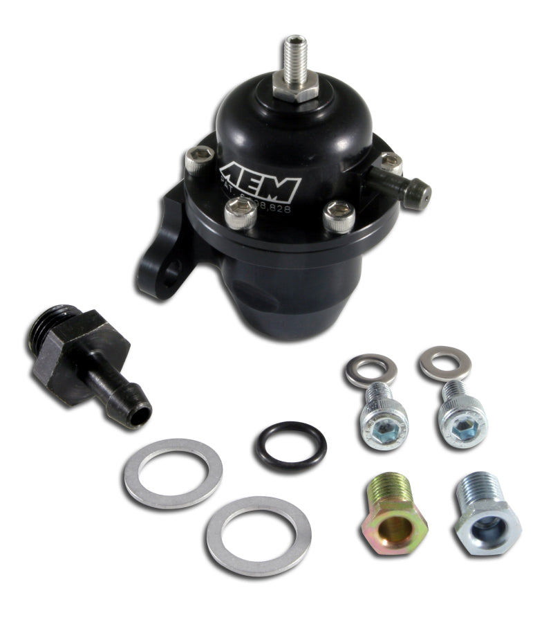 AEM 98-99 Acura CL / 00-05 S2000 / 98-02 Accord / 96-00 Civic ブラック調整可能燃圧レギュレーター