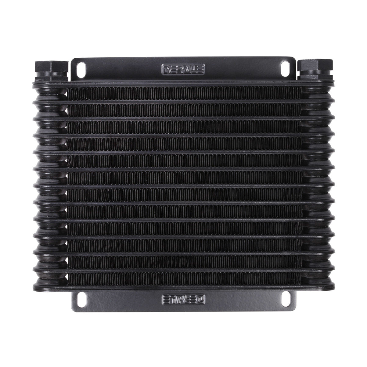 Derale 9000 シリーズフルードクーラー - 9.75 x 8.438 x 1.25 インチ - プレートおよびフィンタイプ - 1/2 インチ NPT メス入口/出口 - ブラックアルマイト - オートマチックトランスミッション