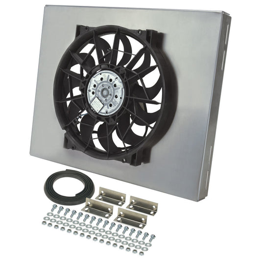 Derale HO ラジエーター 14 インチ電動ファン - プル - 2100 CFM - 12V - カーブブレード - 20 x 16-3/8 インチ - 厚さ 2-3/4 インチ - アルミニウムシュラウド