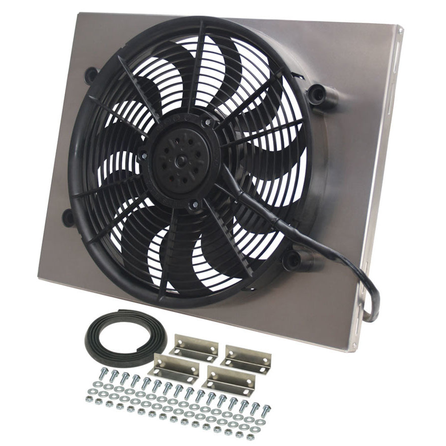 Derale HO ラジエーター 17 インチ電動ファン - プル - 2400 CFM - 12V - カーブブレード - 22-1/4 x 17-5/8 インチ - 厚さ 3 インチ - アルミニウムシュラウド