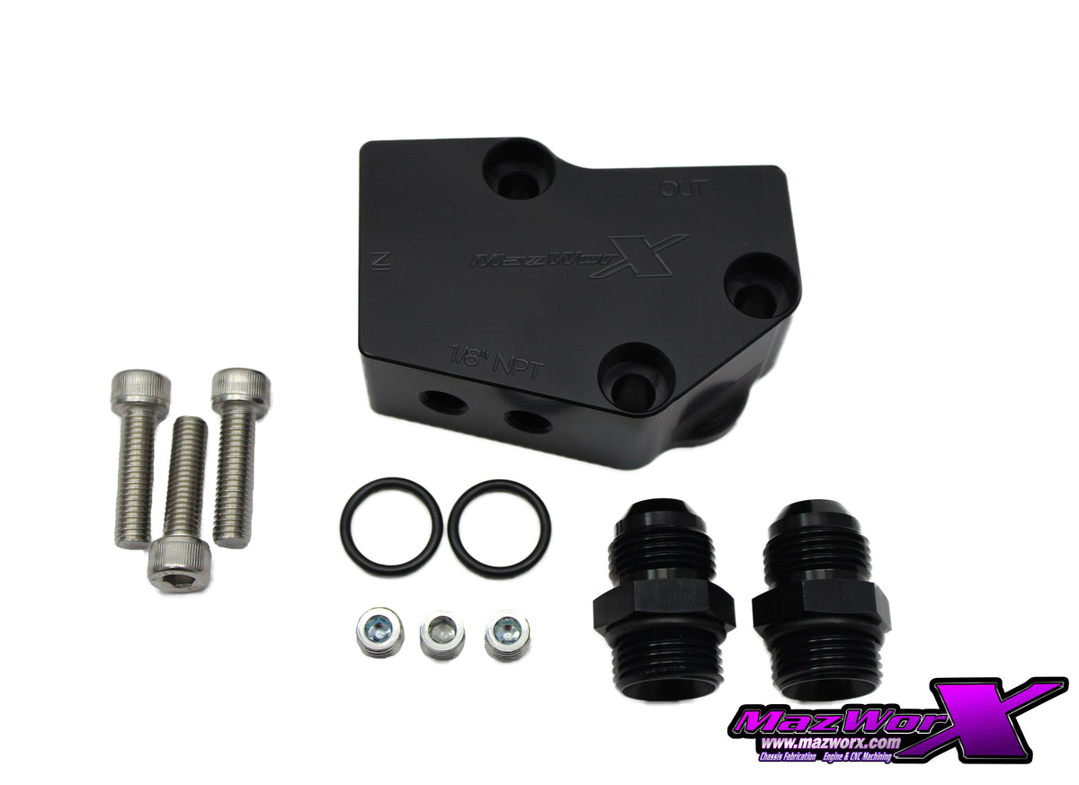 Mazworx - SR20 FF車用(横置きエンジン) オイルブロックアダプター (30003)