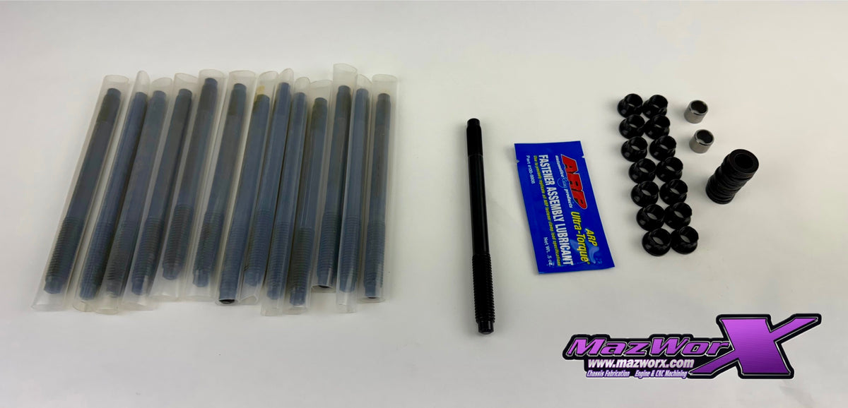 Mazworx - 1/2"-9/16" アロイヘッドスタッドキットビレット直列6気筒ブロック用 (30213)