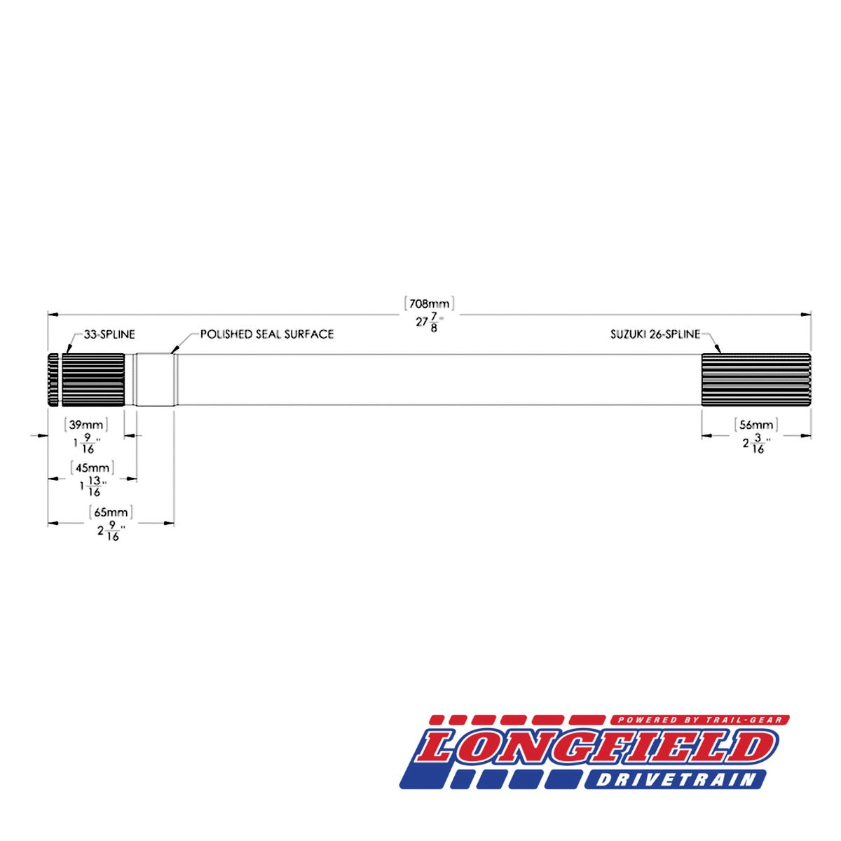 Longfield ジムニー JB23用 インナーアクスルシャフト（33-26スプライン）