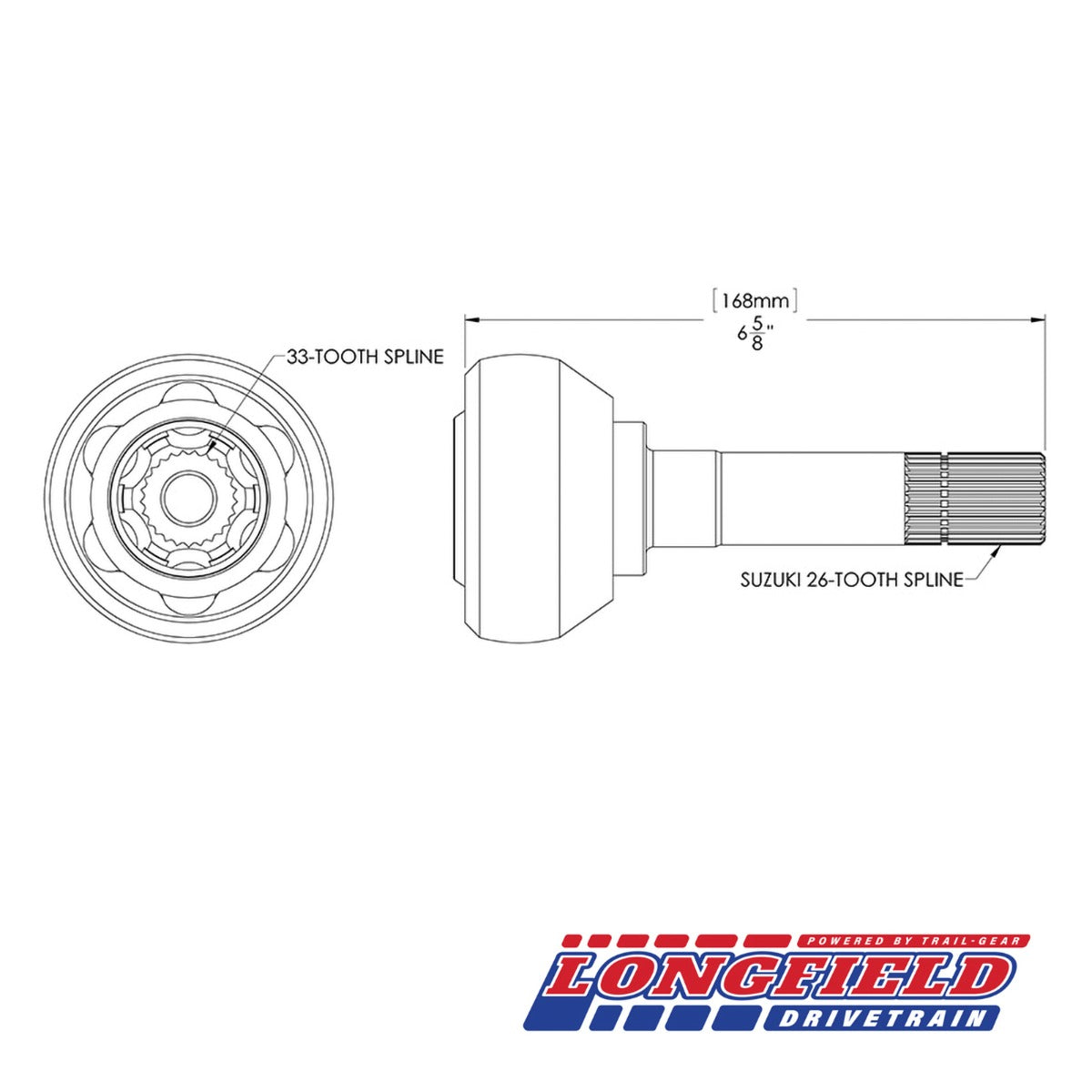 Longfield ジムニー用 33スプライン バーフィールド（単品）