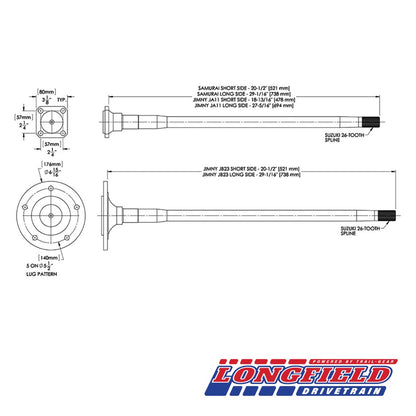 Longfield リアアクスルシャフト クロモリ（左右ペア）サムライ用