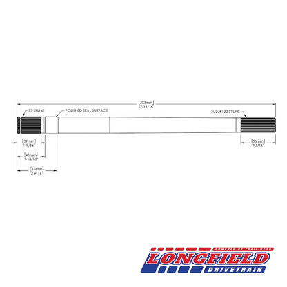 Longfield サムライ用 インナーアクスルシャフト（33-22スプライン）