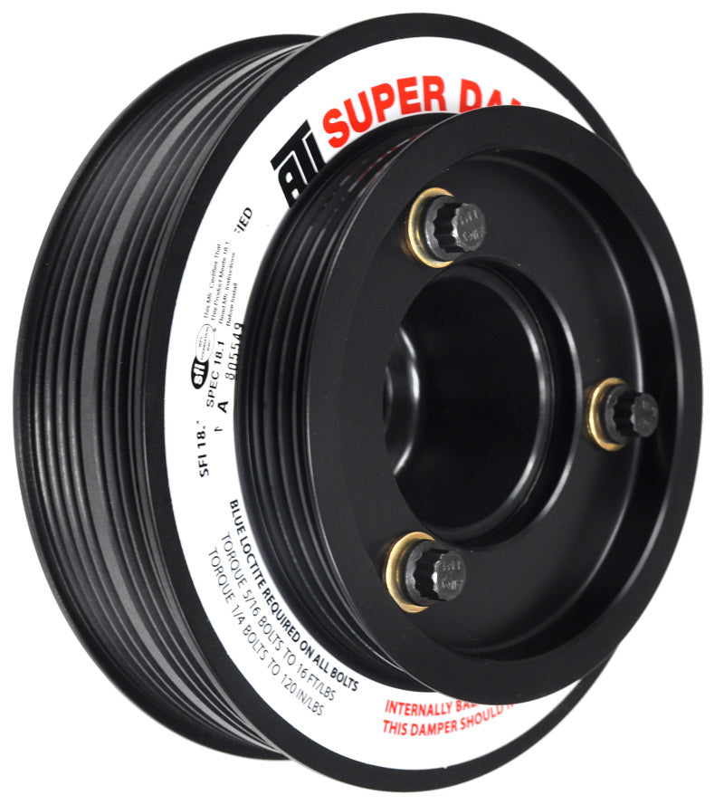 ATI ダンパー - 5.67インチ（約144mm） - アルミ製 - (3) 4溝 - ホンダ Bシリーズ用 - OEMスタイル - ボルトオンパワーステアリング対応 - 1個入り