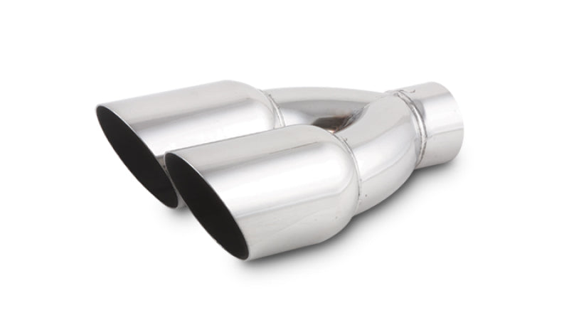 Vibrant ステンレス デュアル丸型マフラーカッター 3.5インチ(約89mm) シングルウォール アングルカット