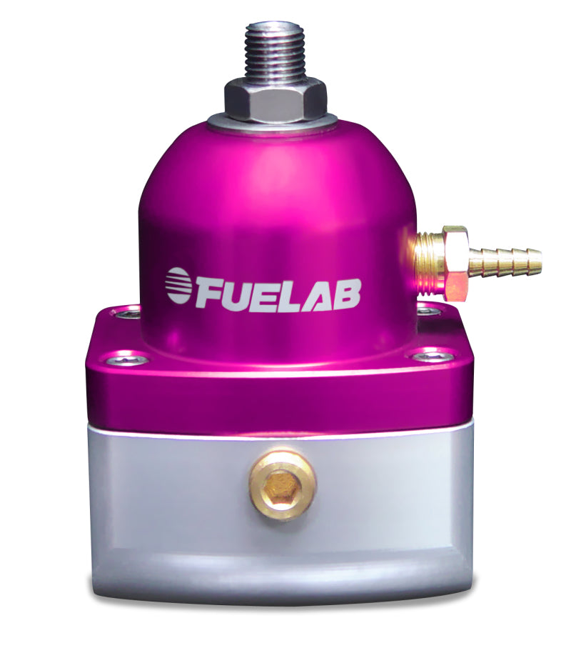 Fuelab 515 インジェクション用アジャスタブル燃圧レギュレーター 25-90 PSI（約1.7-6.2MPa） (2) -10AN イン, (1) -6AN リターン - パープル
