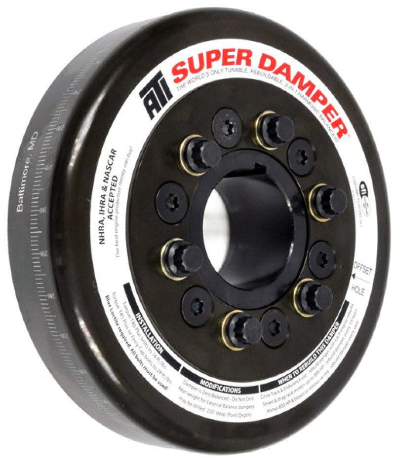 ATI ダンパー - 7.074インチ（約179.7mm） - スチール製 - ジョンディア466トラクター用 - シボレー前面用 - 3リング - ディーゼルエンジン用