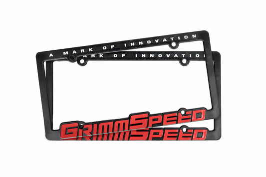 GrimmSpeed ナンバーフレーム レッドロゴ(2枚セット) | 汎用(北米サイズナンバー用)