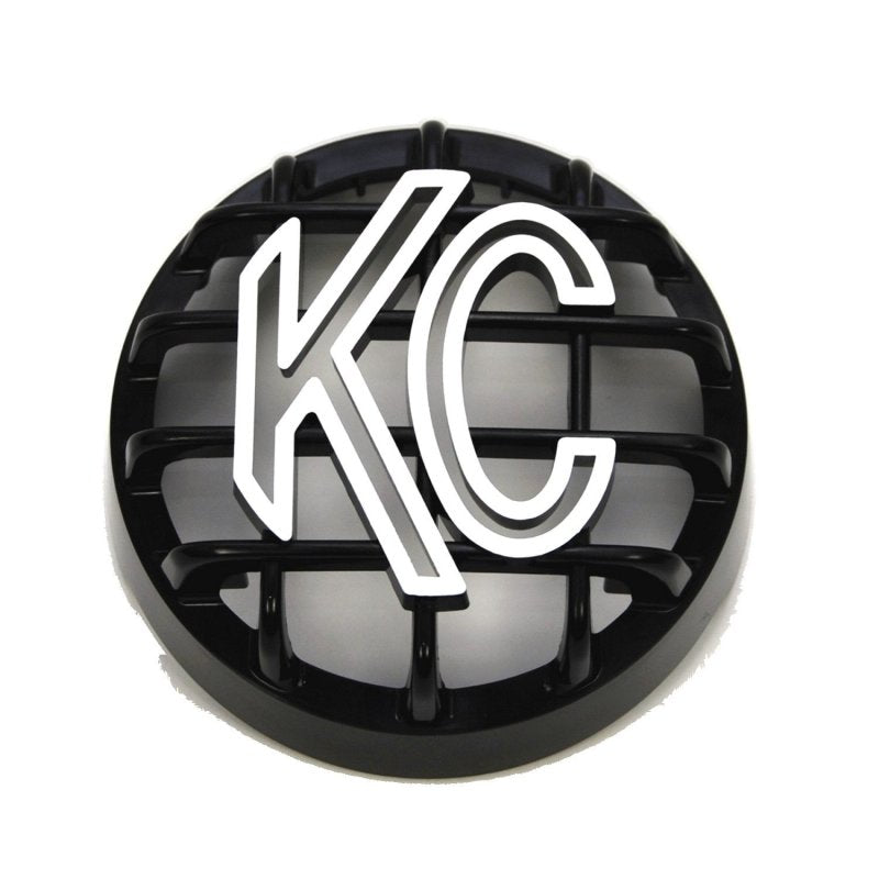 KC HiLiTES 4インチラウンドABSストーングリード ラリー400用（単品）- ブラック ホワイトKCロゴ付き