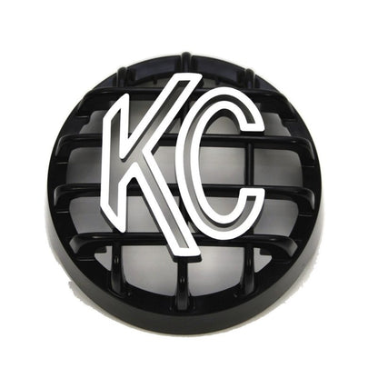 KC HiLiTES 4インチラウンドABSストーングリード ラリー400用（単品）- ブラック ホワイトKCロゴ付き