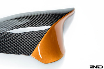 BMW m performance carbon fiber mirror caps with acid orange - iND Distribution