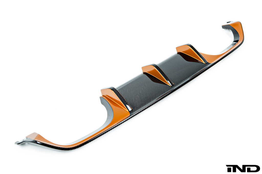 BMW m performance diffuser with custom acid orange paint - iND Distribution