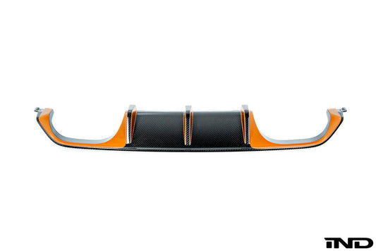 BMW m performance diffuser with custom acid orange paint - iND Distribution