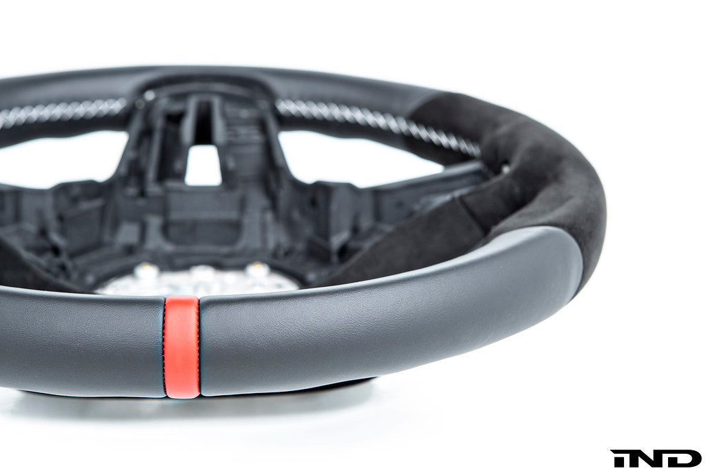 BMW Mパフォーマンス Gシャーシステアリングホイール - レッドストライプ + シルバーグレーステッチ