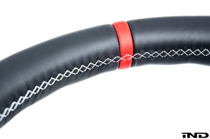 BMW Mパフォーマンス Gシャーシステアリングホイール - レッドストライプ + シルバーグレーステッチ