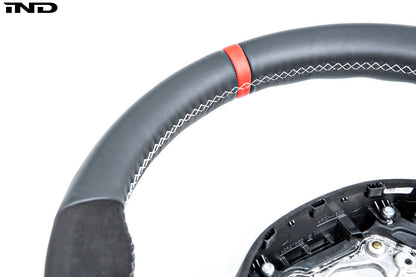 BMW Mパフォーマンス Gシャーシステアリングホイール - レッドストライプ + シルバーグレーステッチ