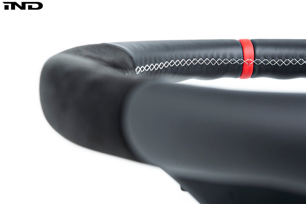 BMW Mパフォーマンス Gシャーシステアリングホイール - レッドストライプ + シルバーグレーステッチ