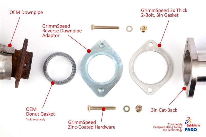 GrimmSpeed 純正フロントパイプ-3インチ(約76mm)キャットバック変換アダプター | スバル ターボ車(純正フロントパイプ+3インチ(約76mm)キャットバック)