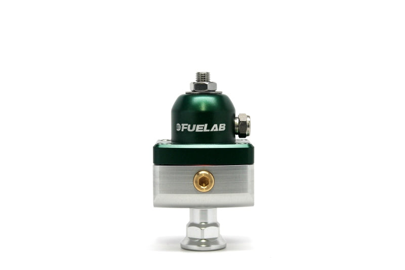 Fuelab 575 キャブレター用アジャスタブルミニ燃圧レギュレーター ブロッキングタイプ 4-12 psi（約0.28-0.83MPa） (1) -6AN イン (2) -6ANアウトレット グリーン