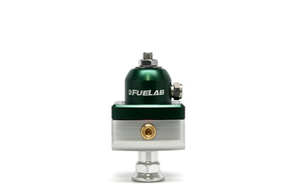 Fuelab 575 キャブレター用アジャスタブル ミニ燃圧レギュレーター 1-3 psi ブロッキングタイプ (1) -6AN イン (2) -6AN アウト - グリーン