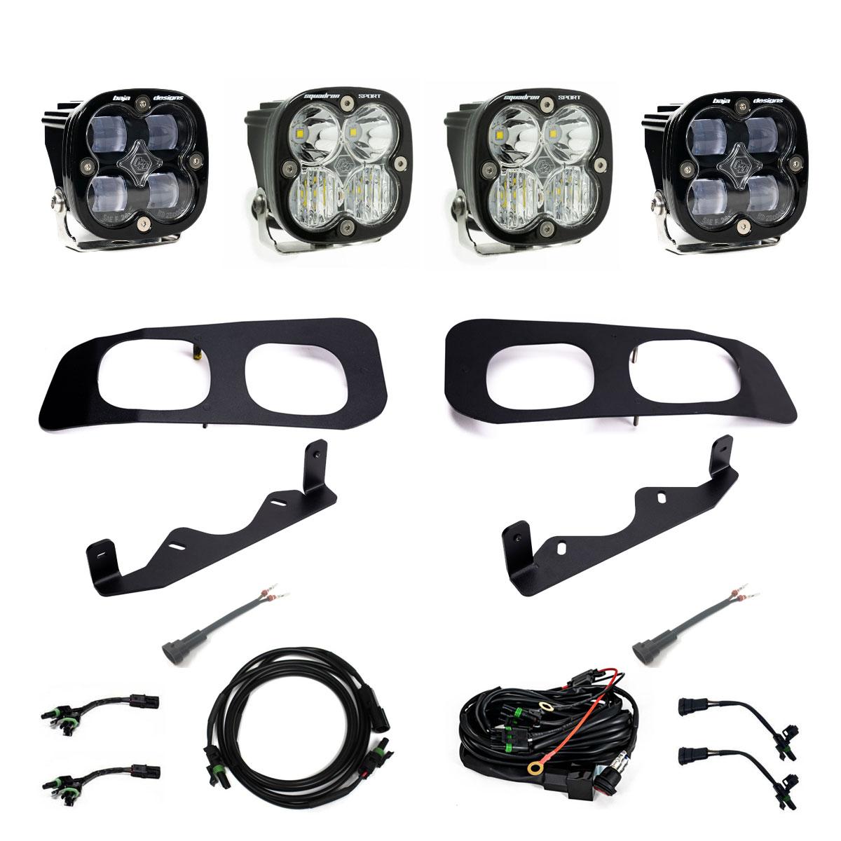 Baja Designs 2023-2024年式フォード スーパーデューティー用 Squadron SAE Sport／Pro デュアルフォグポケットライトキット - クリアまたはアンバー