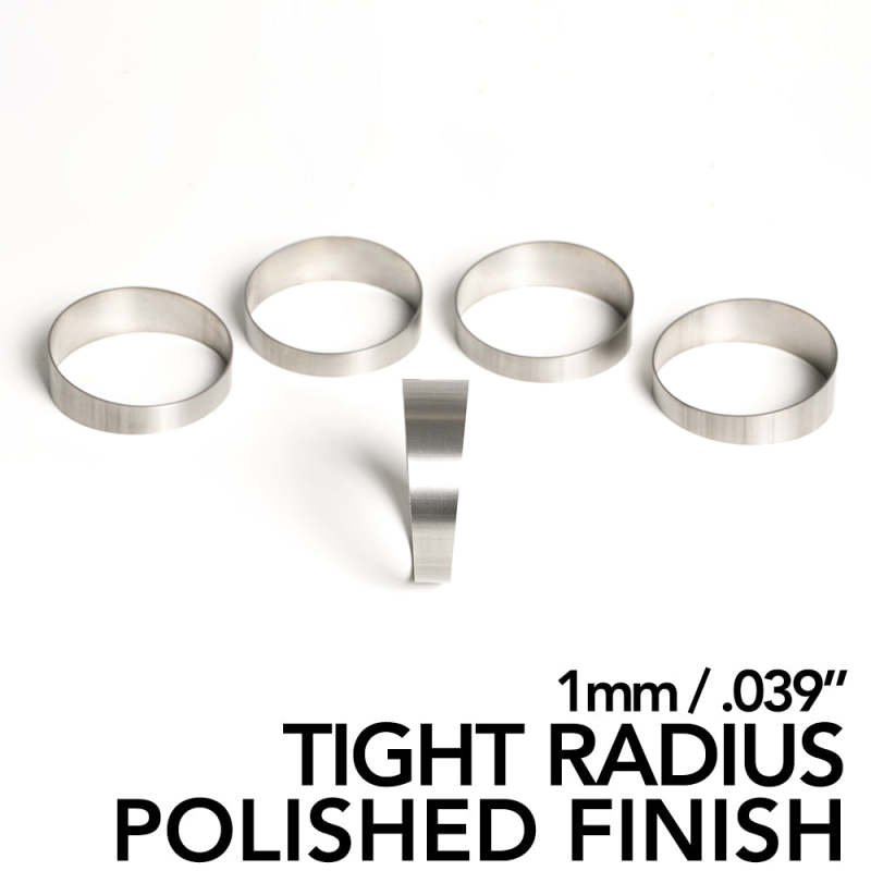 Ticon チタン パイカット 外径1.75インチ(約44mm) 1.5D(タイトR) 肉厚1mm(0.039インチ) 鏡面仕上げ 5個入り
