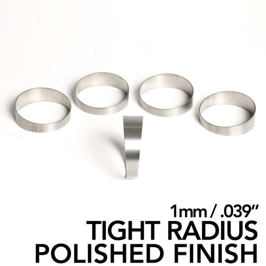 Ticon チタン パイカット 外径1.75インチ(約44mm) 1.5D(タイトR) 肉厚1mm(0.039インチ) 鏡面仕上げ 5個入り