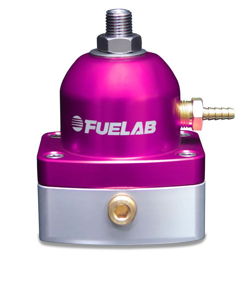 Fuelab 515 スロットルボディインジェクション用アジャスタブル燃圧レギュレーター 10-25 PSI（2）-6AN イン、（1）-6AN リターン - パープル